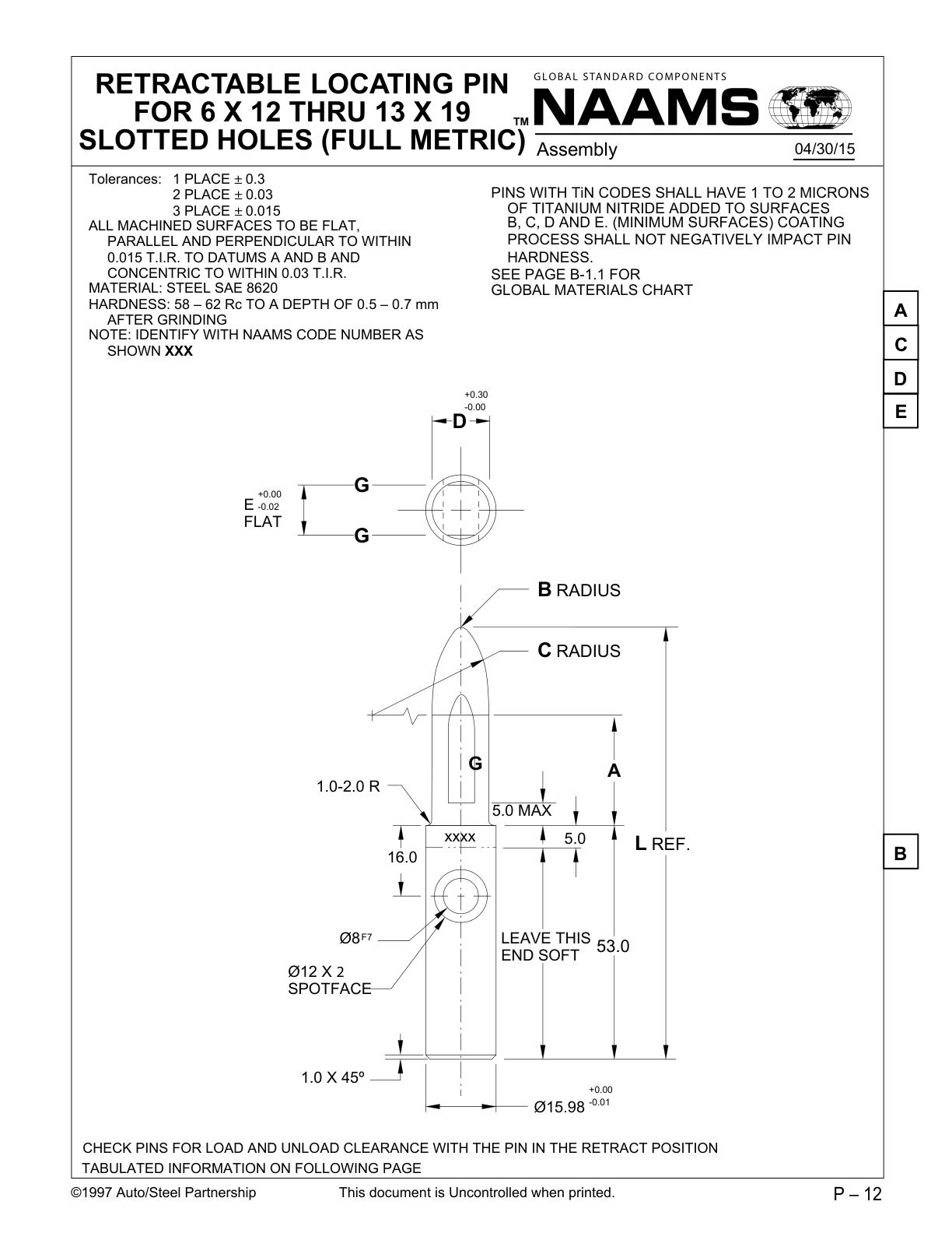 NAAMS APE101R Retractable Locating Pin Century Tools