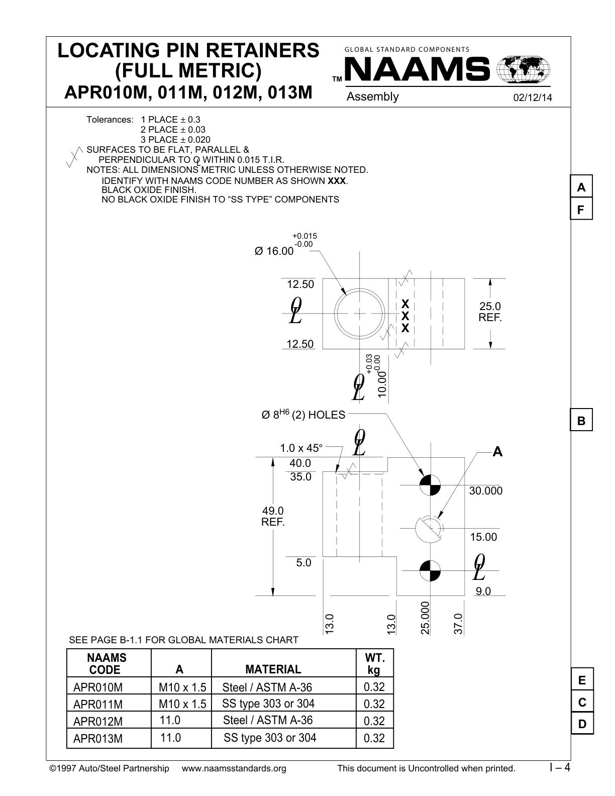 NAAMS APR013M Locating Pin Retainer Century Tools