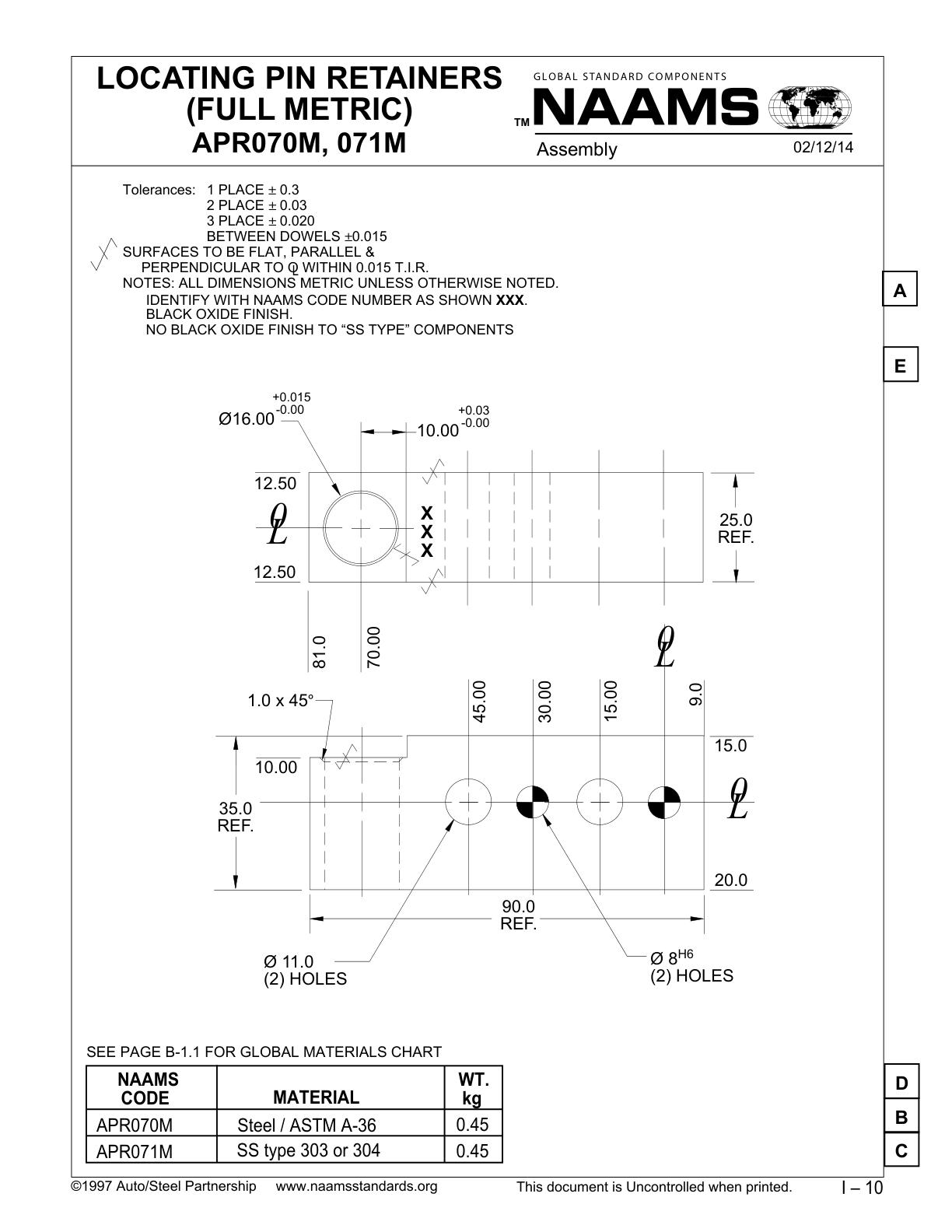 NAAMS APR070M Locating Pin Retainer Century Tools