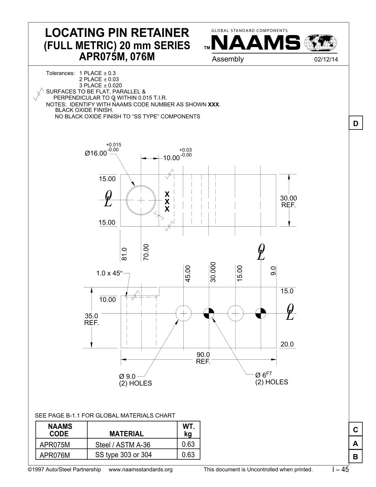 NAAMS APR075M Locating Pin Retainer Century Tools