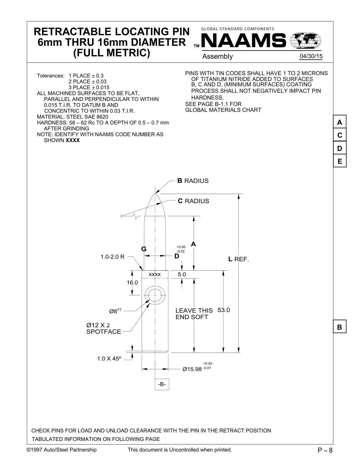 NAAMS APS063R Retractable Locating Pin Century Tools