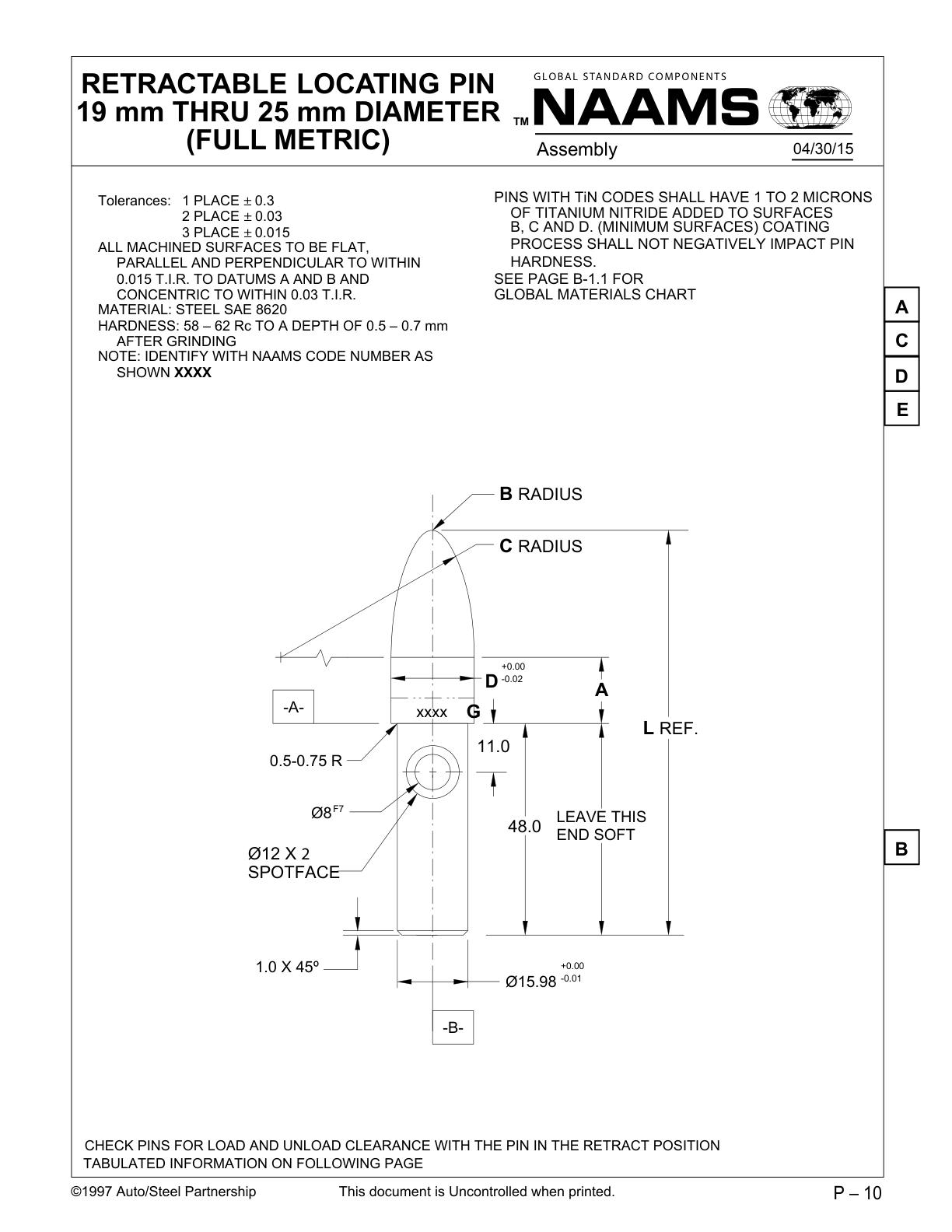 NAAMS APS254R Retractable Locating Pin Century Tools