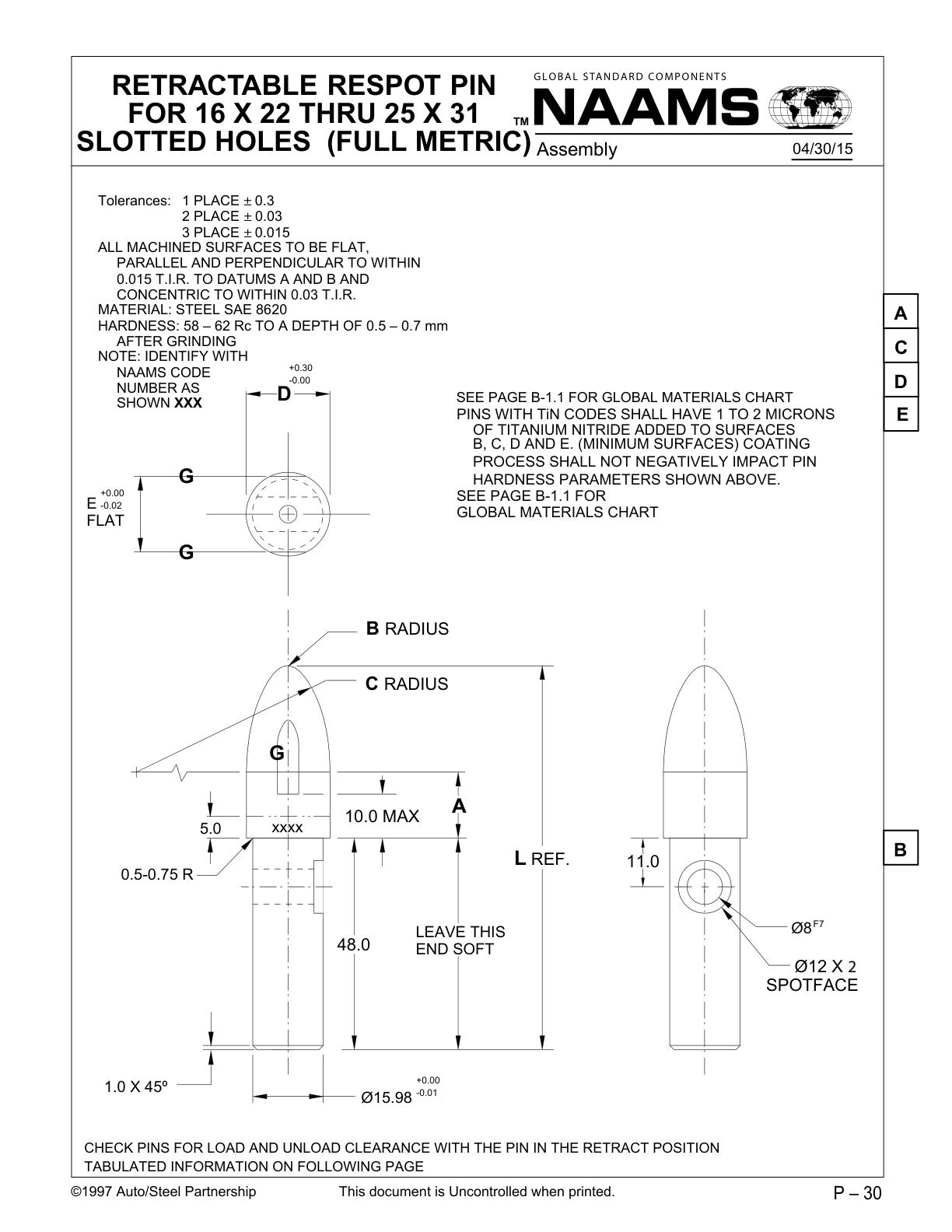 NAAMS ARE167S Retractable Locating Pin Century Tools