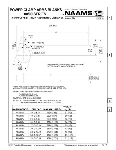 NAAMS ACA140 Power Clamp Arm Blank - Image 2