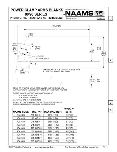 NAAMS ACA165 Power Clamp Arm Blank - Image 2