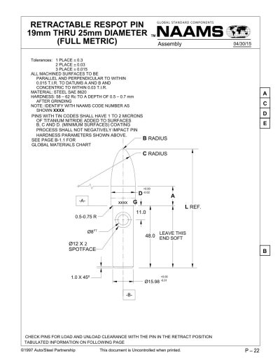 NAAMS ARP191R Retractable Locating Pin - Image 2