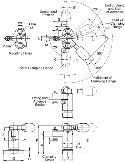 One-Touch Quick-Acting Swing Clamp (Horizontal Cam Lever) - Image 2