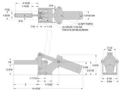 Air-Powered Toggle Clamp - CL-2000-PTC Series (1000 lbs) - Image 2