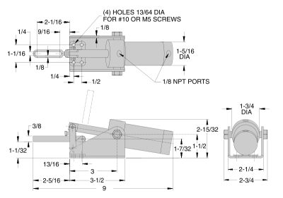 Air-Powered Toggle Clamp - CL-500-PTC Series (200 lbs) - Image 2