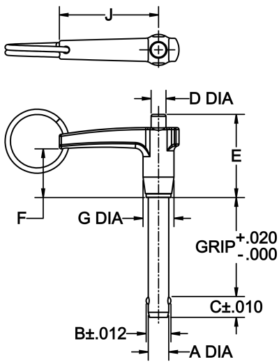 Ball Lock Pin (L Handle) - Nylon Lanyard - Image 2