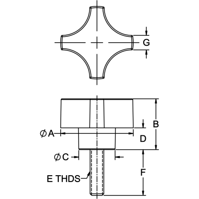 Four-Prong Knob - Stud Type (Phenolic) - Image 2
